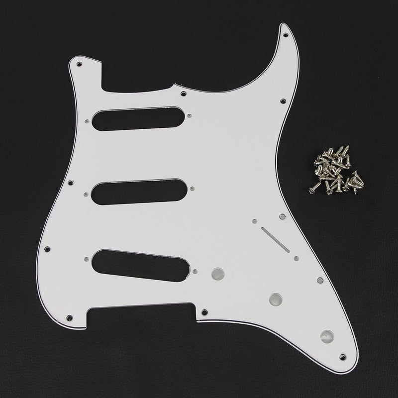 FLEOR 11 Holes ST Style Pickguard SSS Guitar Pickguard Pick Guard Scratchplate with Screws Set,3Ply White - Image 3